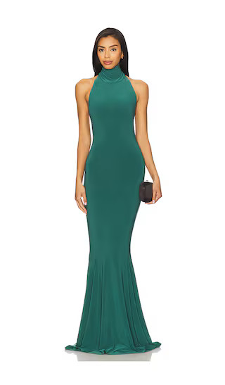 x REVOLVE Halter Turtle Fishtail Gown in Mountain Green | Revolve Clothing (Global)