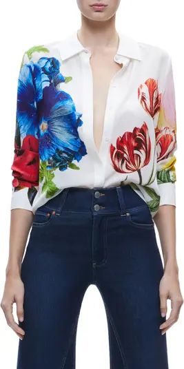 Willa Floral Silk Button-Up Shirt | Nordstrom