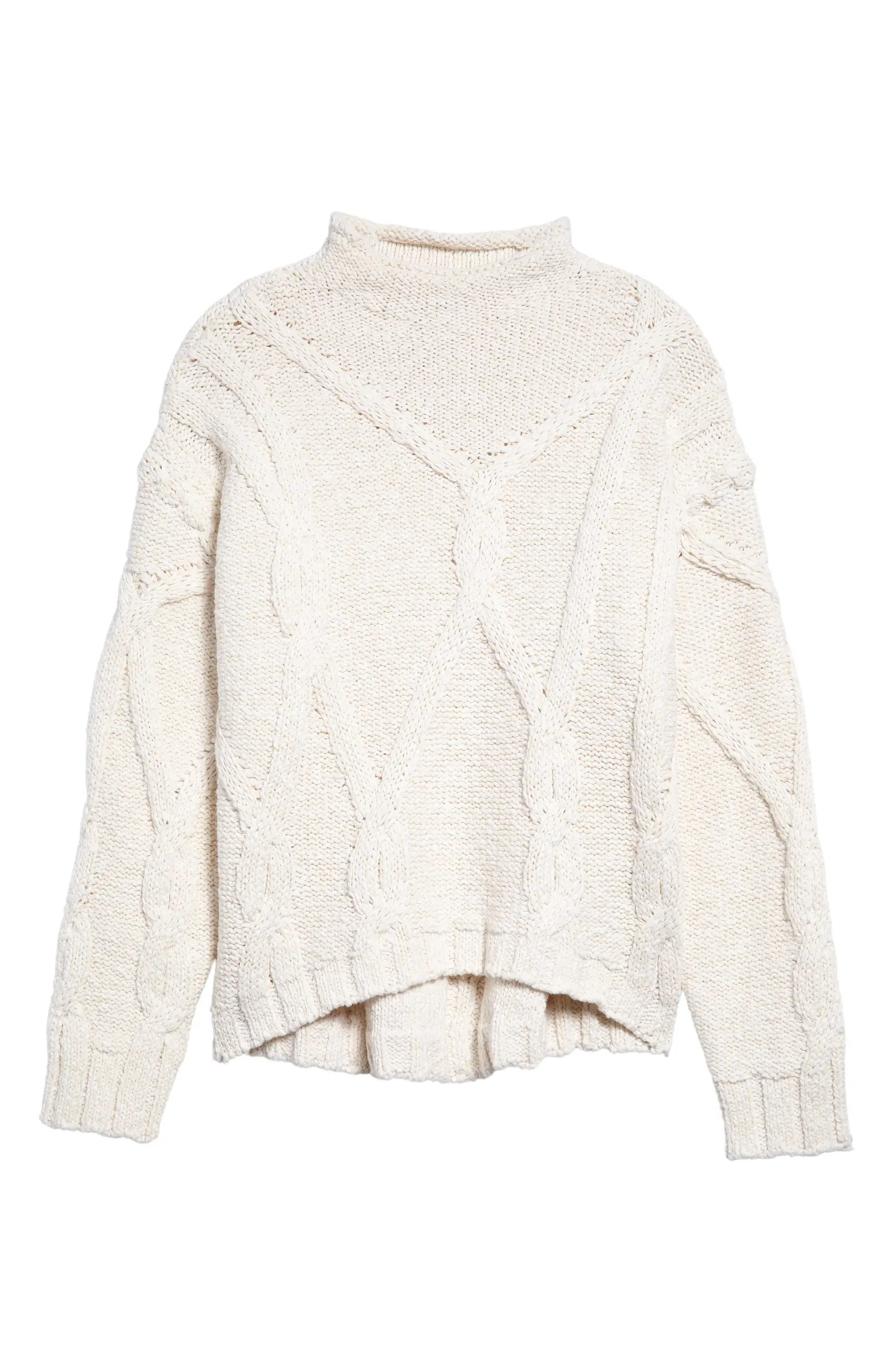 Ishmael Cable Mock Neck Cotton & Merino Wool Sweater | Nordstrom
