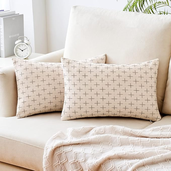 MIULEE Pack of 2 Decorative Burlap Linen Throw Pillow Covers Modern Farmhouse Pillowcases Rustic ... | Amazon (US)