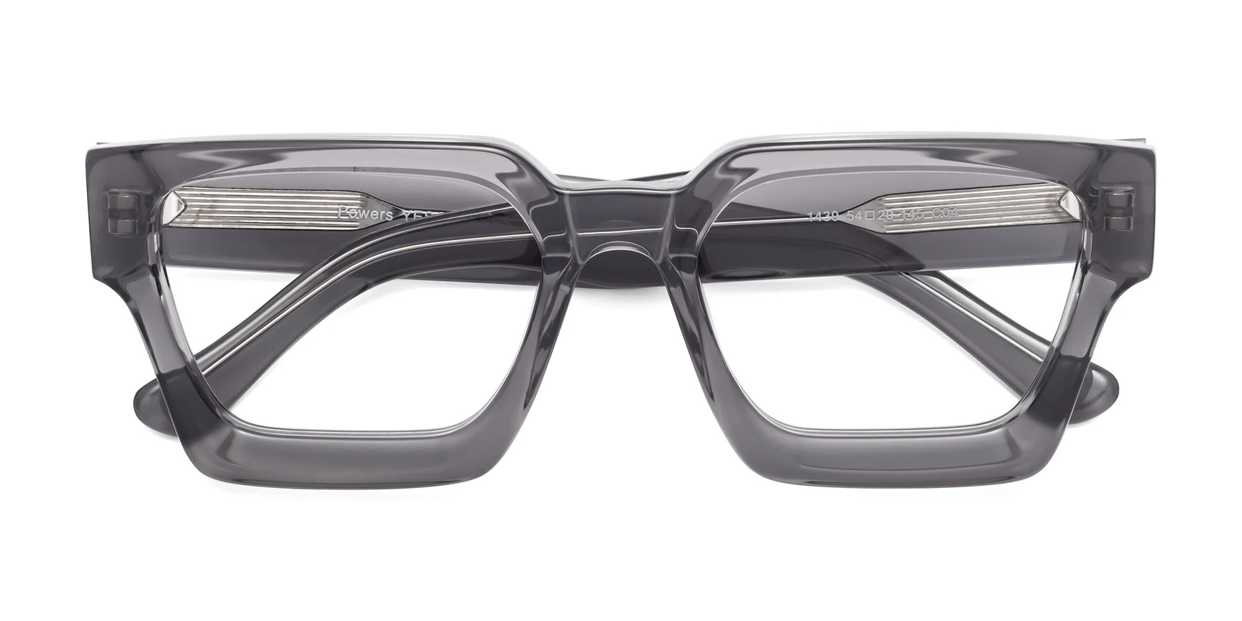 Translucent Gray Thick Geek-Chic Geometric Eyeglasses - Powers | Yesglasses
