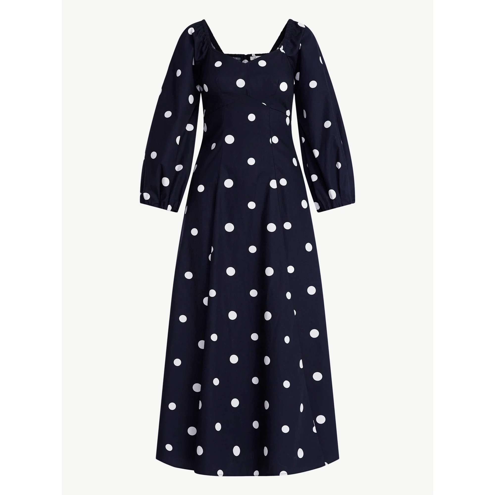 Free Assembly Women's and Women's Plus Cotton Polka Dot Maxi Dress with Puff Sleeves, Size-XS-4X | Walmart (US)