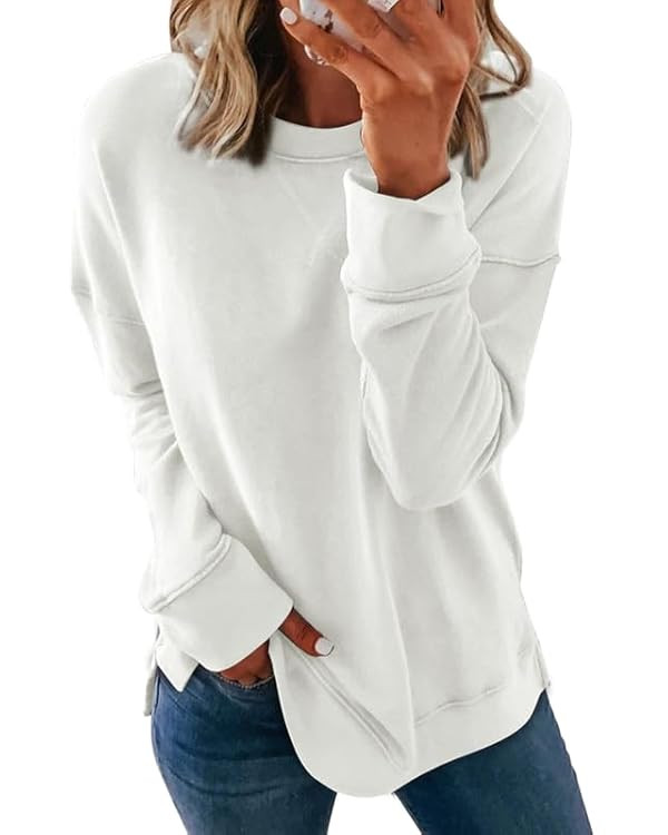 Dokotoo Women's Casual Crew Neck Sweatshirt Loose Soft Long Sleeve Pullover Tops | Amazon (US)