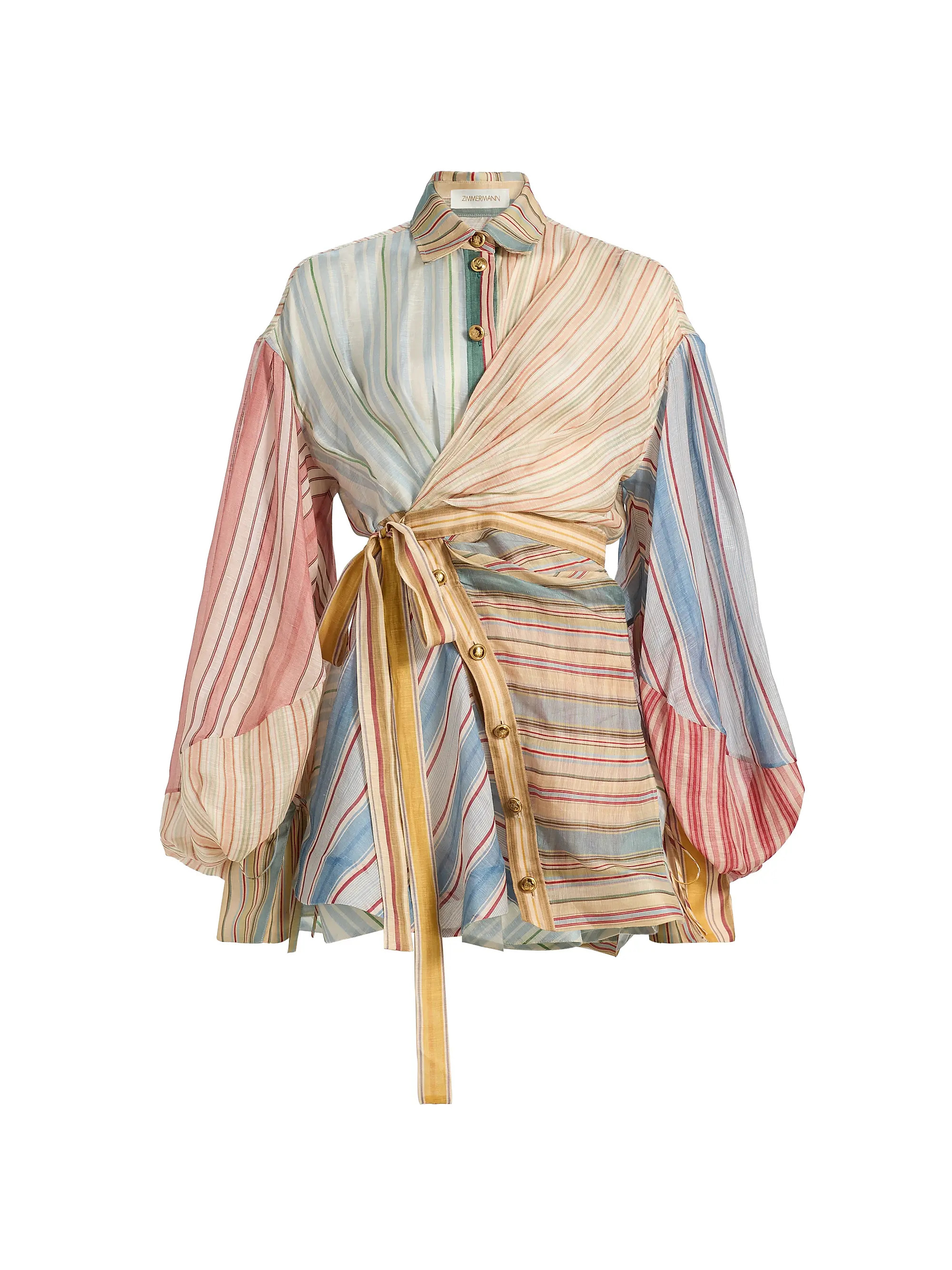 Rebellion Striped Linen-Silk Mini-Shirtdress | Saks Fifth Avenue