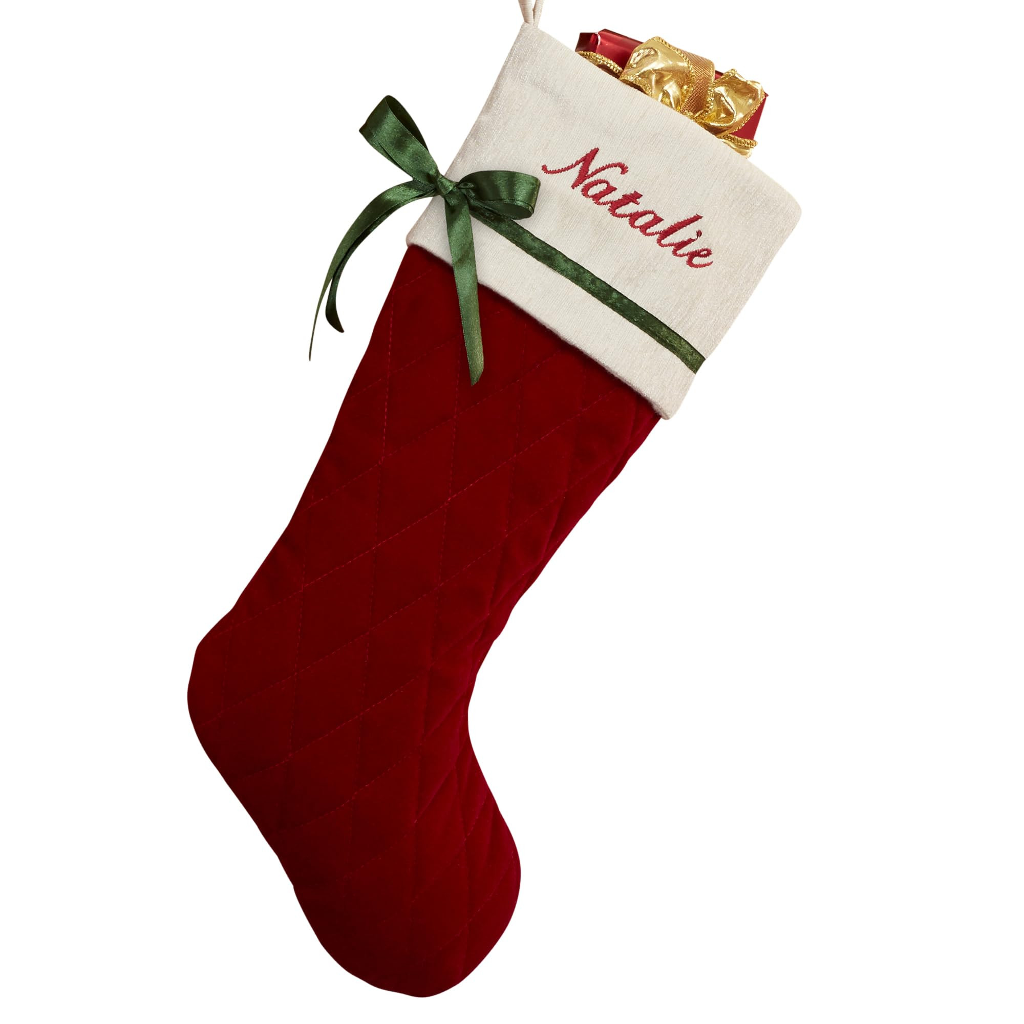 Personalization Universe Winter Classic Personalized Quilted Stocking with Bow, Customizable with... | Amazon (US)