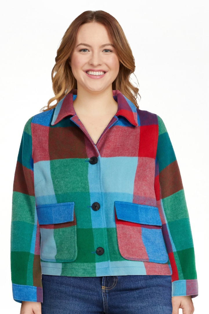 Free Assembly Women's Plaid Cropped Chore Jacket, Sizes XS-XXL | Walmart (US)
