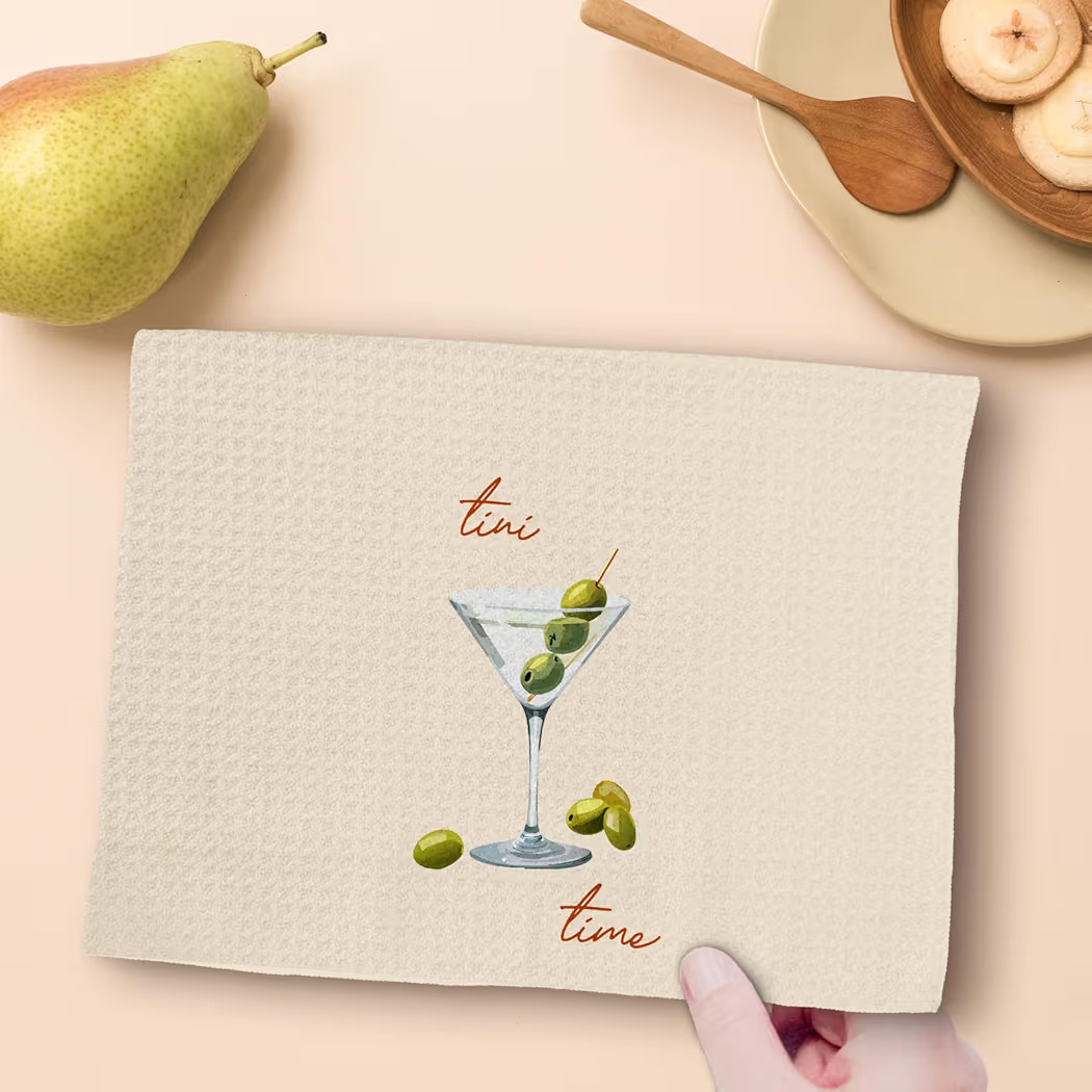 Martini Decor Kitchen Towels Set of 2, Cocktail Tini Time Dish Hand Towels, Cocktail Decorative H... | Amazon (US)