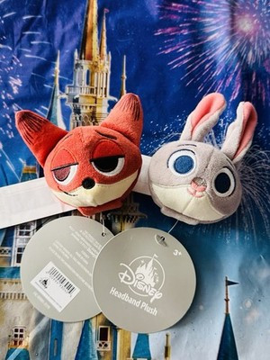 2025 Disney Parks Create Headband Ears Zootopia Judy Hopps Nick Wilde Plush Set | eBay US