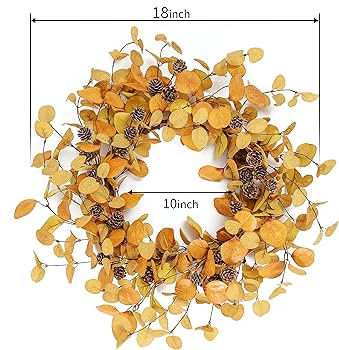 Artificial Fall Wreath Autumn Wreath with Eucalyptus Leaves,Pinecones for Front Door Farmhouse In... | Amazon (US)
