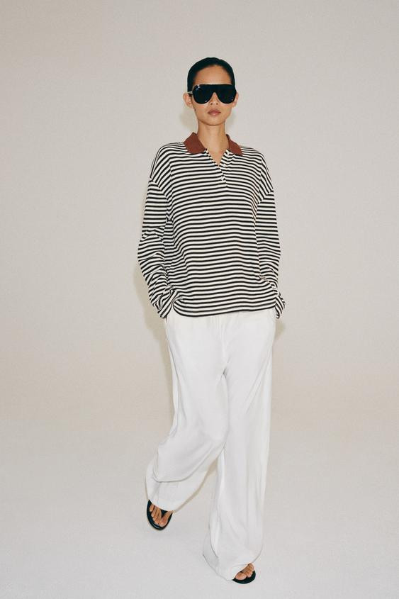 Zara - Striped Polo Shirt - Striped - L - Woman | Zara AU