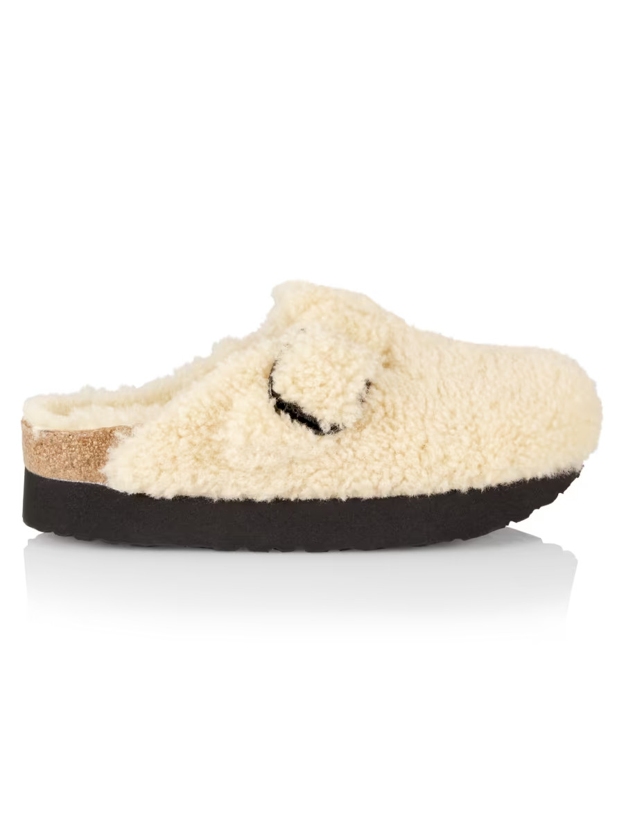 Birkenstock Boston Big Buckle Platform Teddy Clogs | Saks Fifth Avenue