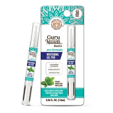 GuruNanda Pro Formula Whitening Gel Pen - 20 Uses - Hydrogen Peroxide - Enamel Safe - Vegan - 0.06 Fl Oz | Walmart (US)