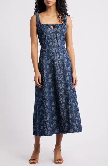 Floral Denim Midi Dress | Nordstrom