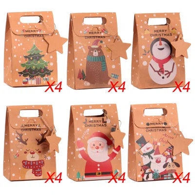 24Pcs Christmas Goody Bags Bulk Christmas Kraft Paper Gift Bags with Tags for Holiday Party Supplies | Wayfair North America