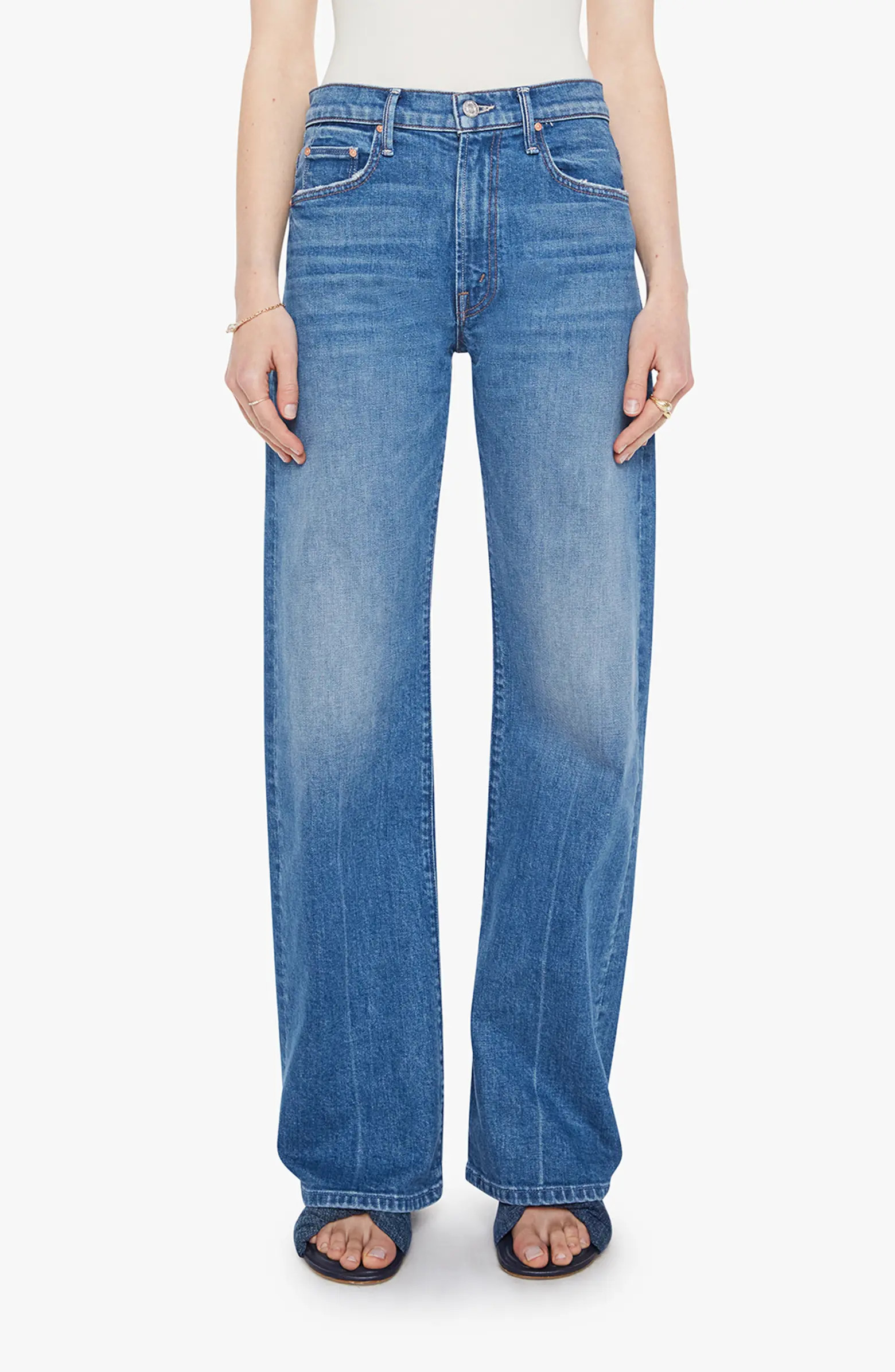 MOTHER The Lasso Sneak Mid Rise Wide Leg Jeans | Nordstrom | Nordstrom