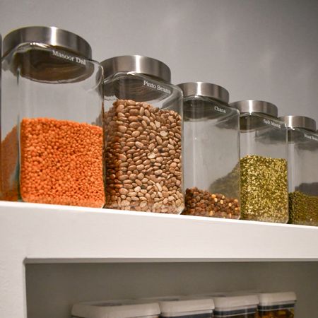 Glass jars that are air tight and perfect for storing dry lentils and etc. #pantryorganization #pantrystorage #pantry

#LTKhome