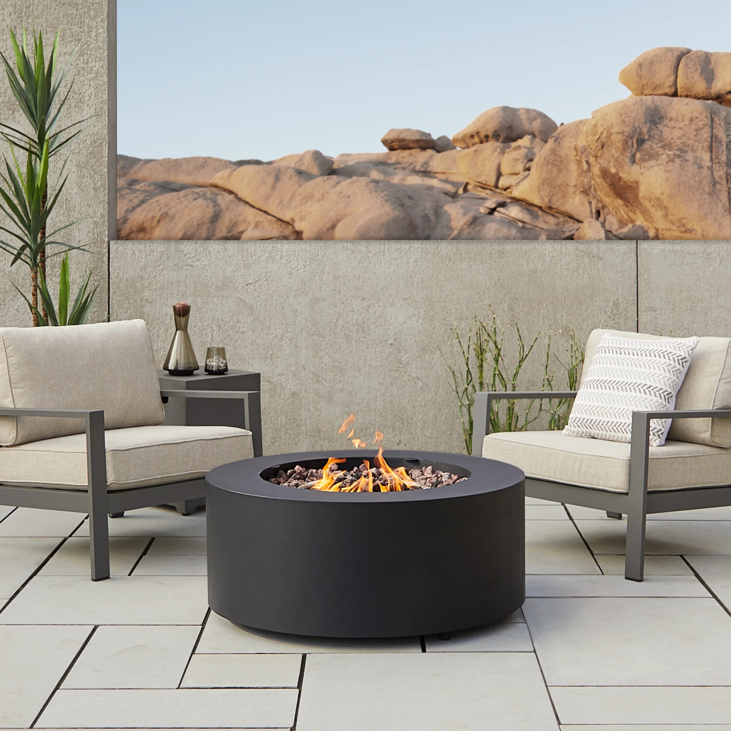 AEGEAN 36" Round Steel Propane or Natural Gas Fire Pit Table by Real Flame | Wayfair | Wayfair North America