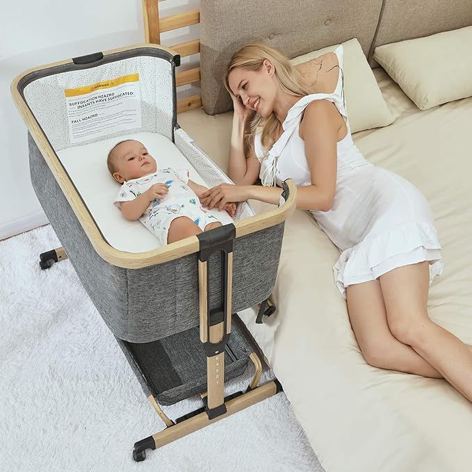 3 in 1 Baby Bassinets,AMKE Bedside Sleeper for Baby,Baby Cradle with Storage Basket, Easy to Asse... | Amazon (US)