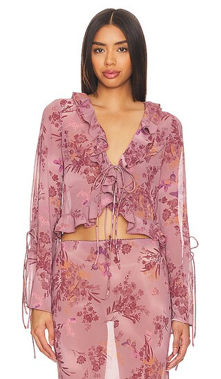 Divya Top in Mauve Floral | Revolve Clothing (Global)