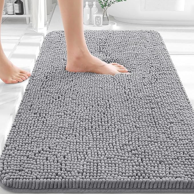 OLANLY Bathroom Rugs 30x20, Extra Soft Absorbent Chenille Bath Rugs, Rubber Backing Quick Dry, Ma... | Amazon (US)