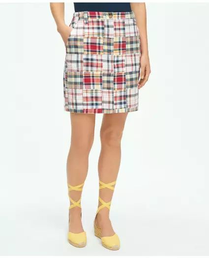 Madras Patchwork Pencil Skirt In Cotton | Brooks Brothers