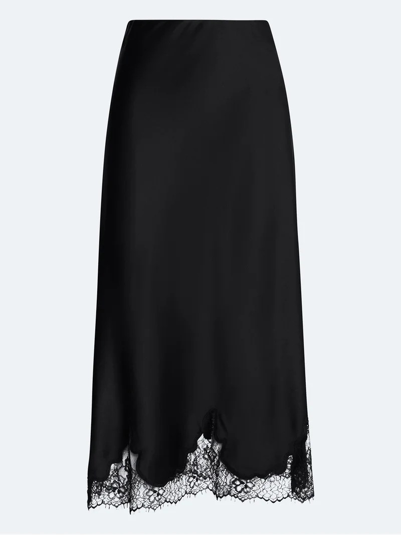 Scoop Women's Midi Slip Skirt with Lace Trim, Sizes XS-XXL | Walmart (US)