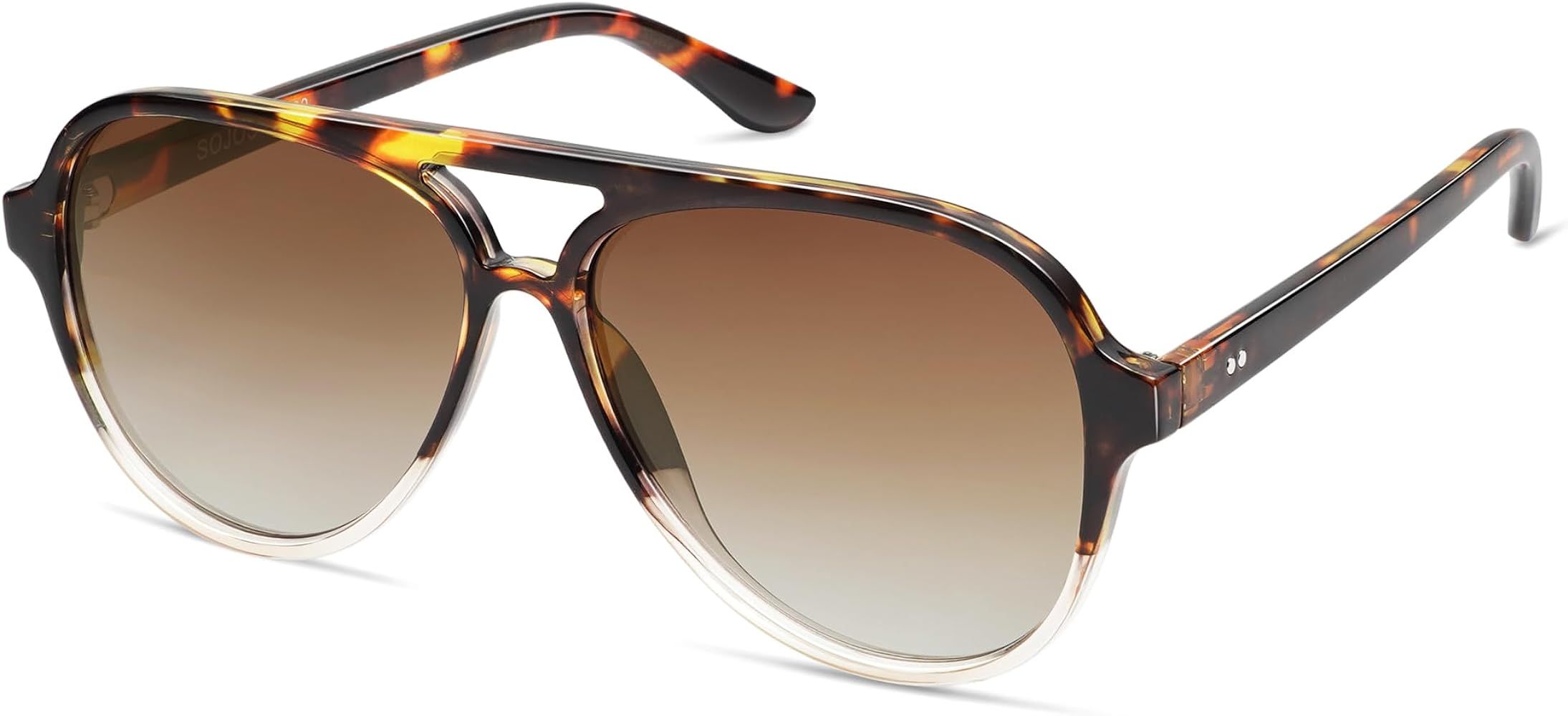 SOJOS Retro Polarized Aviator Sunglasses Womens Mens Classic Double Bridge Sun Glasses SJ2201 | Amazon (US)