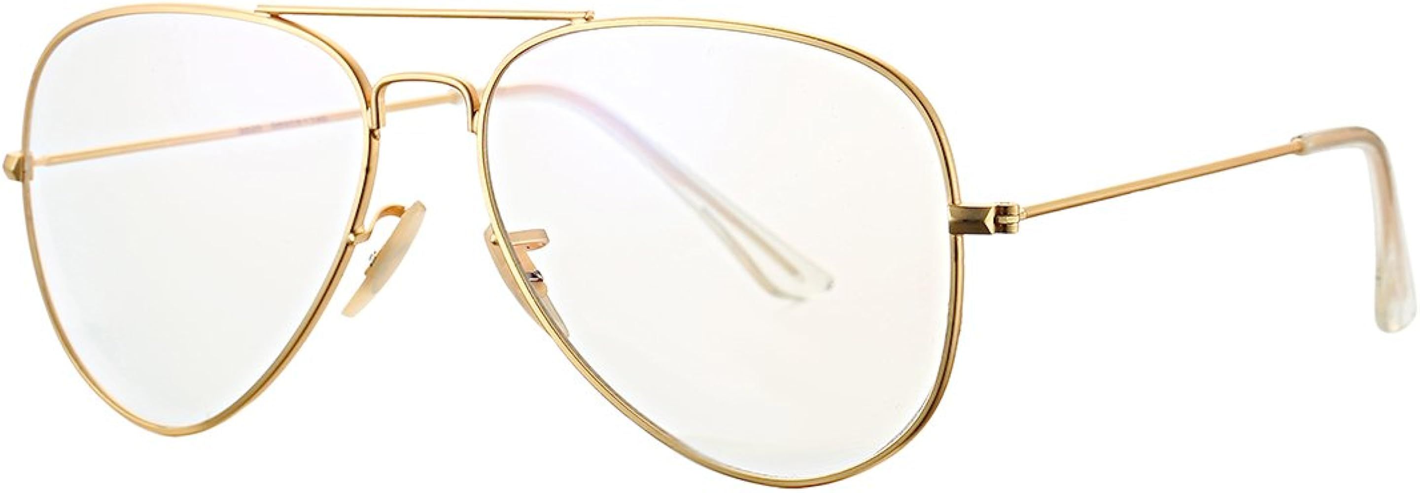 COASION Classic Non prescription Aviator Glasses Clear Lens Metal Frame Eyewear for Men Women | Amazon (US)