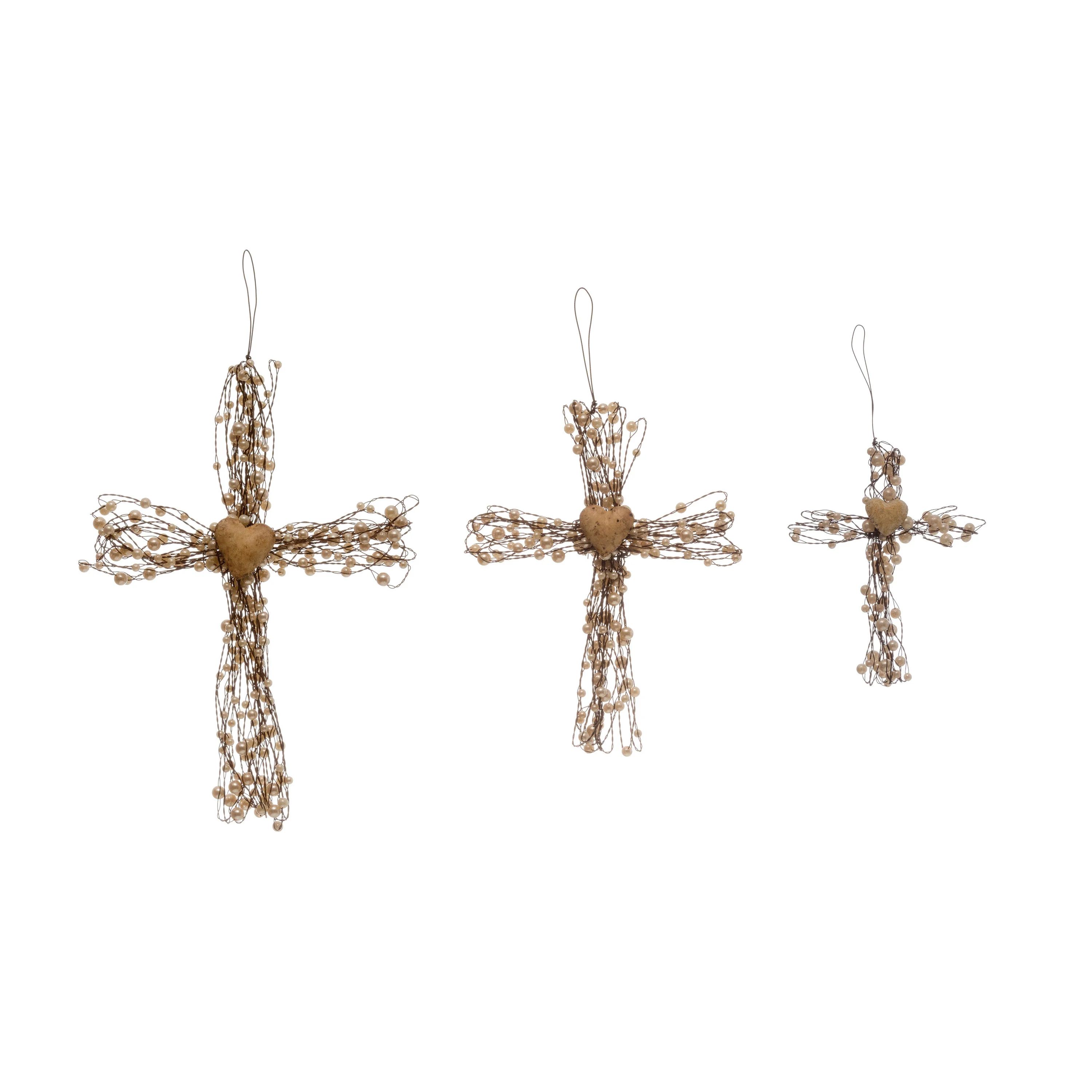 3 Piece Metal Wire Cross Holiday Shaped Ornament Set | Wayfair North America