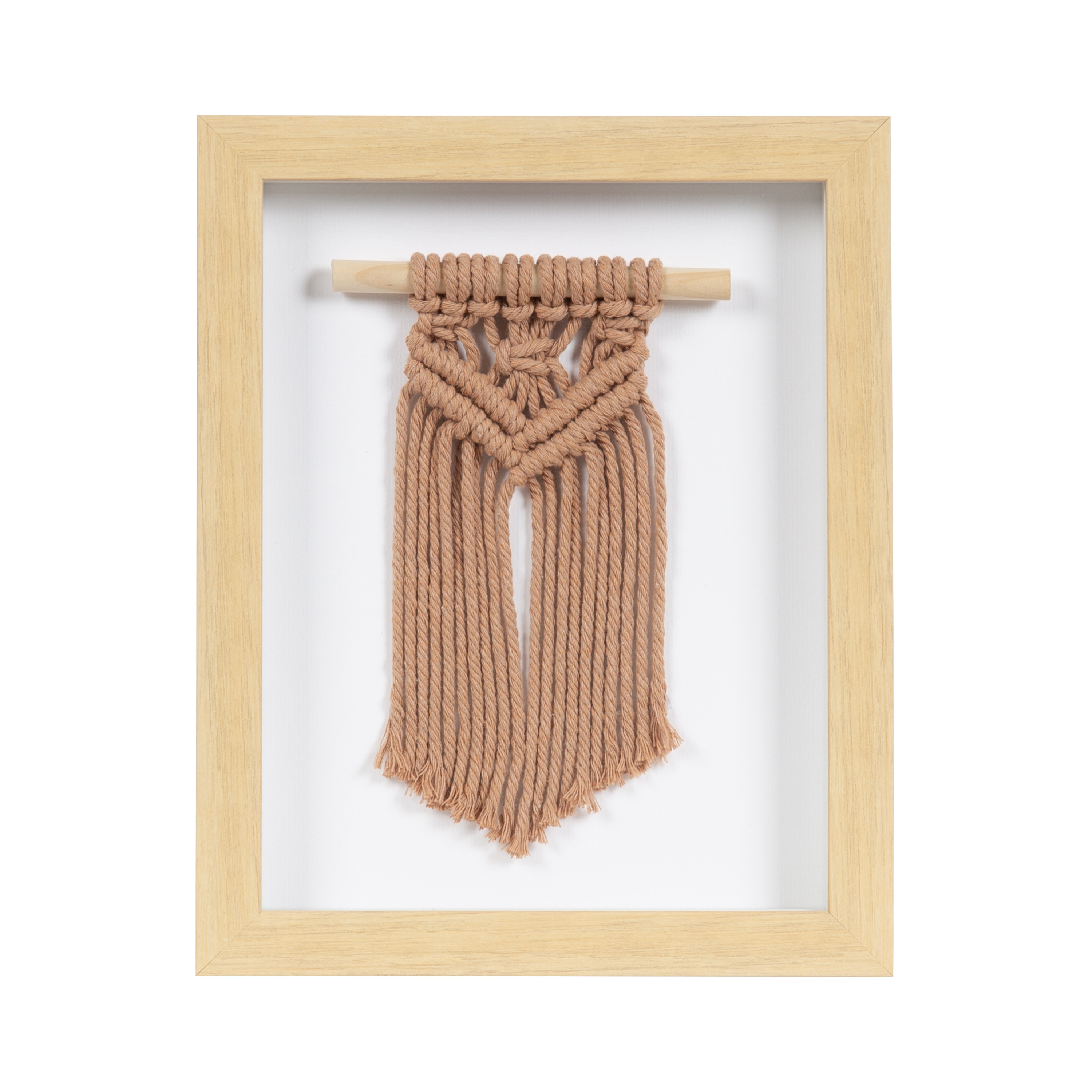 DesignOvation Framed Macramé Boho Art 8" x 10" in Soft Brown with Natural Frame | Walmart (US)