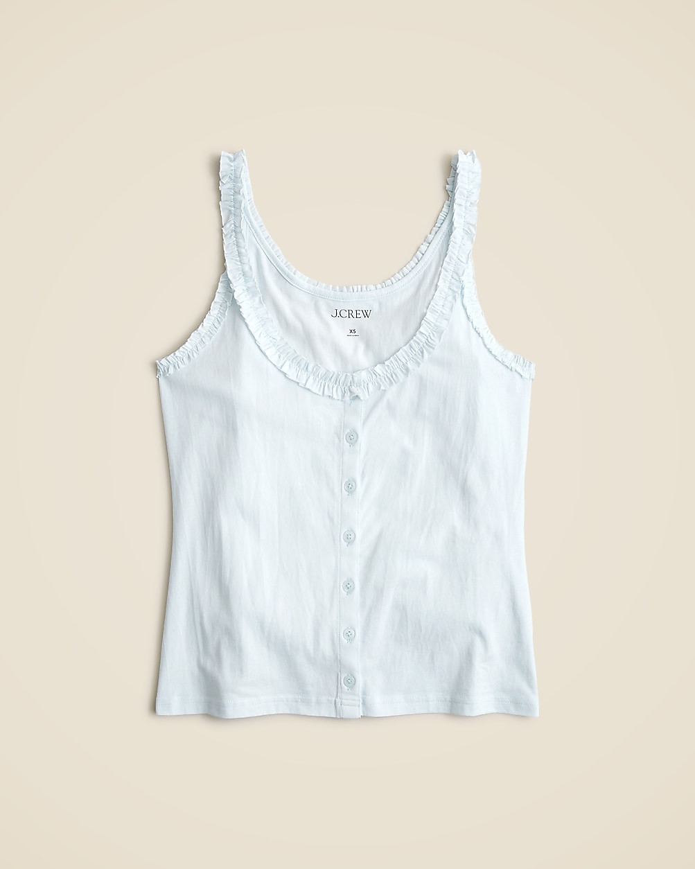 Broken-in jersey button-front tank top with ruffle trim | J. Crew US