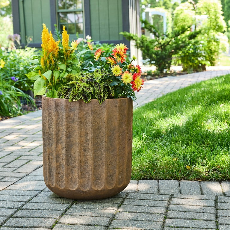 Better Homes & Gardens Adler 16 inch Resin Planter Terracotta with Modern Design for Indoor and O... | Walmart (US)