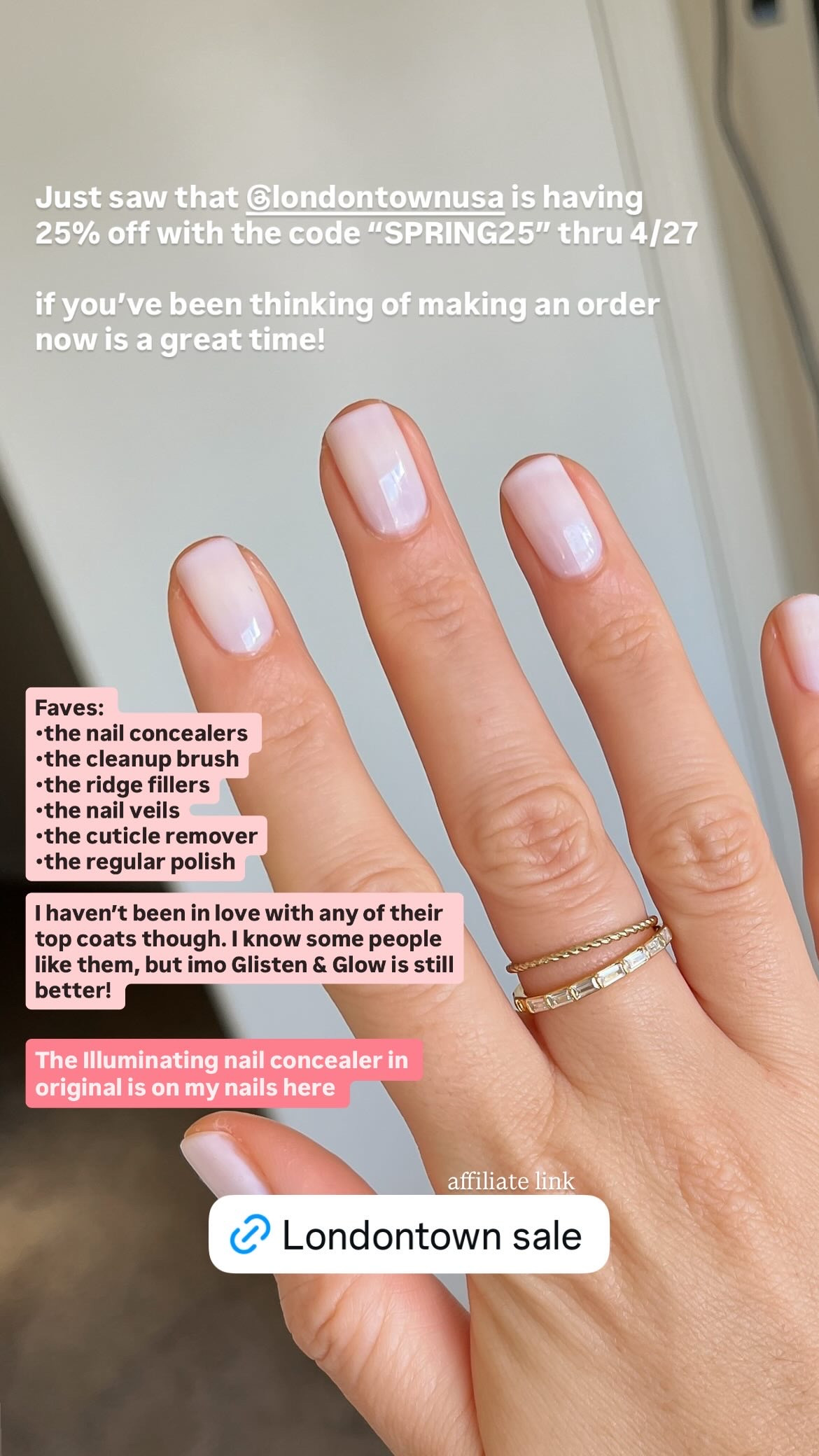Londontown is having 25% off through 4/27/26 with the code SPRING25!

If you're seeing this after it ends, use the code LOVEFRESHPAINT to save 20% at any time!

Rings are from Honeycat, use the same code (LOVEFRESHPAINT) to save 10% 

 #LTKBeauty