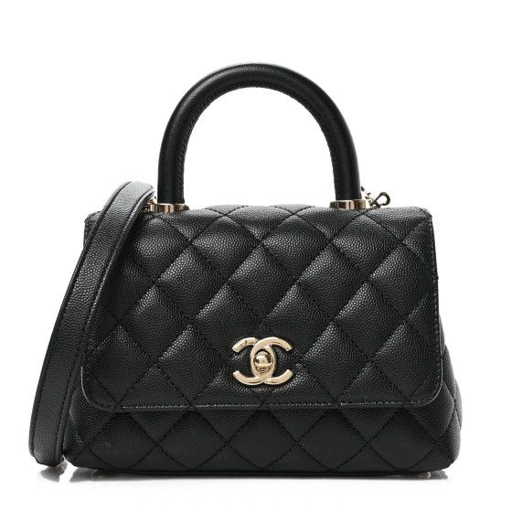 Caviar Quilted Extra Mini Coco Handle Flap Black | FASHIONPHILE (US)
