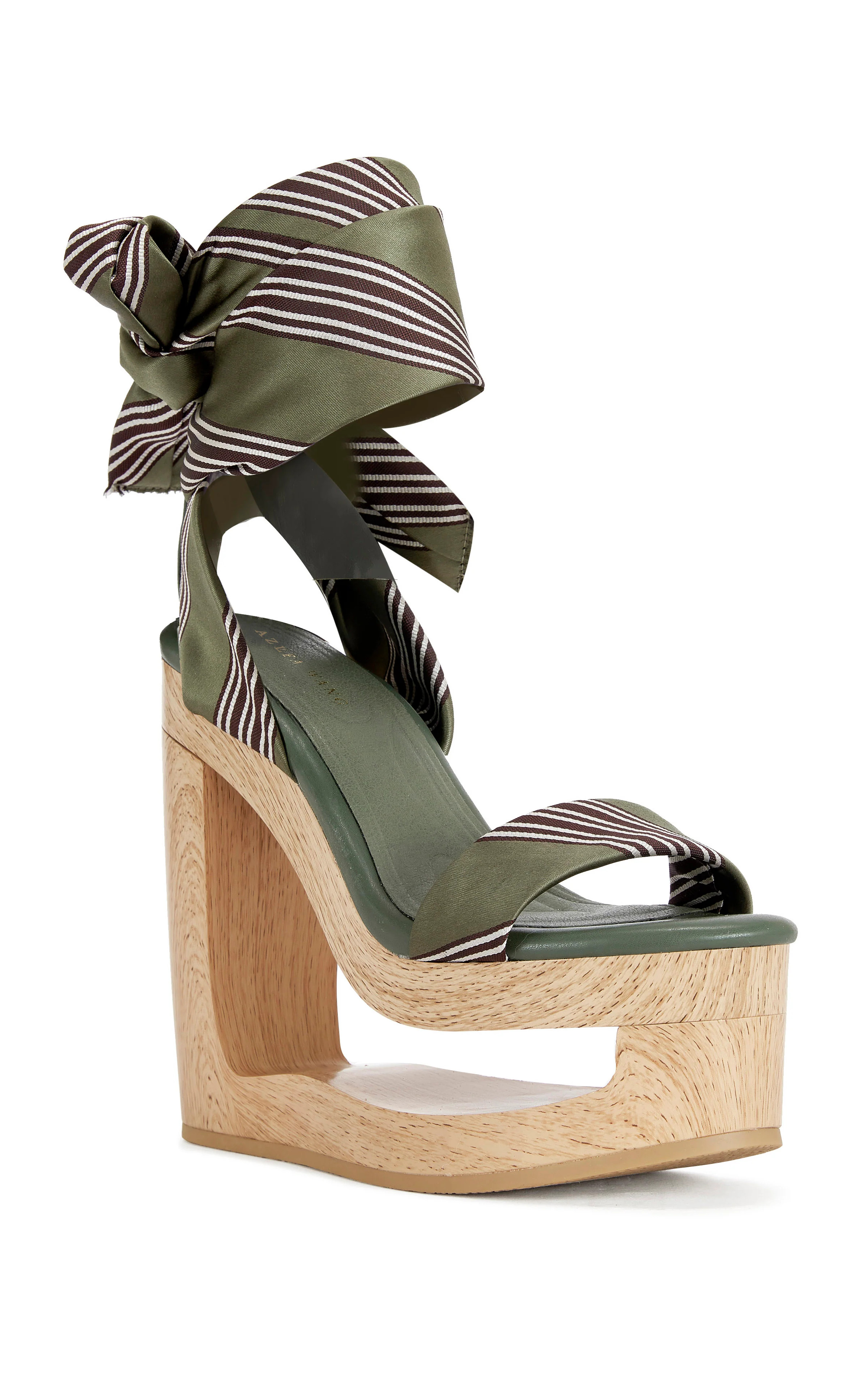 WYNN-GREEN CUTOUT WEDGE TIE-UP SANDAL | Azalea Wang
