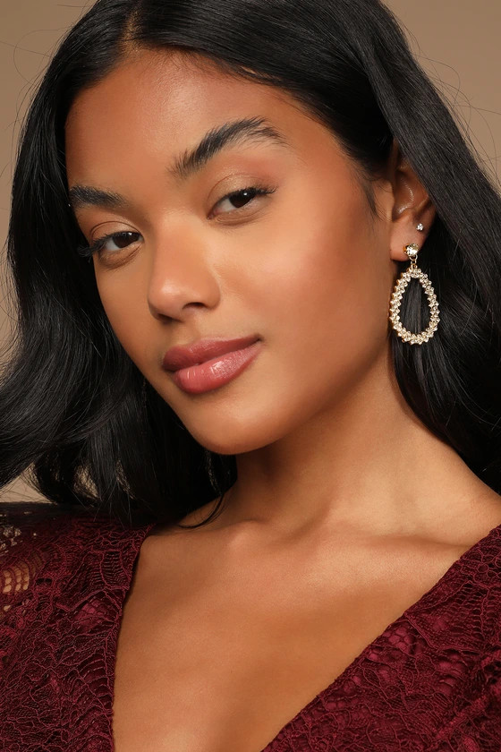 Dripping in Luxe Gold Rhinestone Teardrop Earrings | Lulus (US)