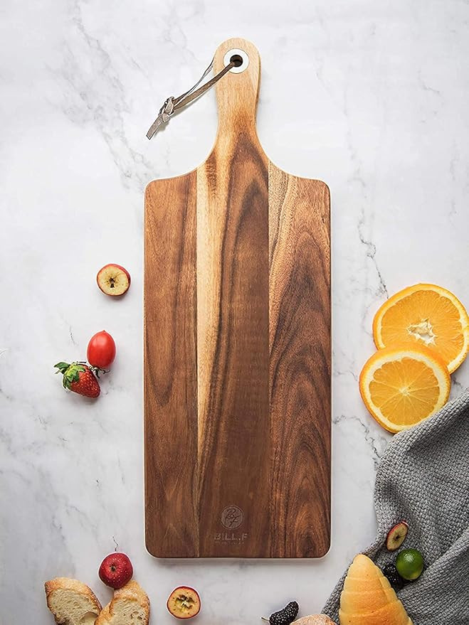 Bill F Acacia Revtangular Paddle Boarde & Cutting Board, Serving Board for Homemade Pizza, Cheese... | Amazon (UK)