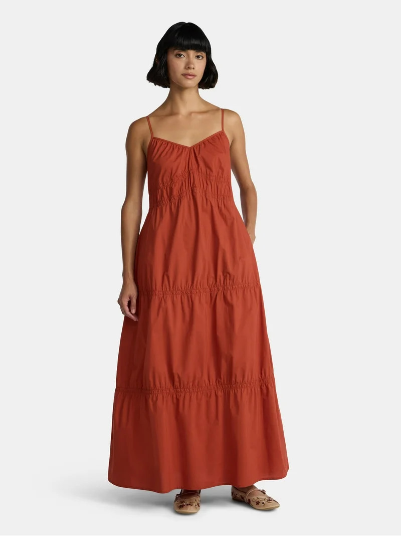 Time and Tru Women's Strappy Cotton Maxi Dress, Sizes XS-XXXL | Walmart (US)