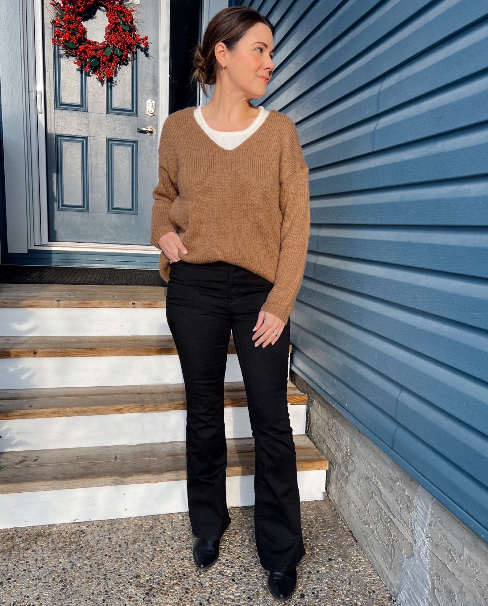 Hello 2023! I’m approaching the year 𝘷𝘦𝘳𝘺 carefully and hoping to not startle it into being a crazy one. 🤪
 
December was very busy, but also filled with much-needed family time. Callum is finally back to school today, so we’ll be hopefully settling back into a routine that will be much more conducive to regular posting. 

Sharing two new pieces that I am loving for the deep winter months. First, I am so glad that flare jeans are back. I have always thought that properly done, they are the most flattering denim style on pretty much everyone. These @oldnavy ones have a subtle flare that is my favourite. And this two piece sweater from @chicwish is so cozy and versatile - the knit tank can be worn with the sweater or separately, which I love. Everything is linked. Happy Monday and Happy 2023 friends! 

#LTKsalealert #LTKunder50 #LTKstyletip