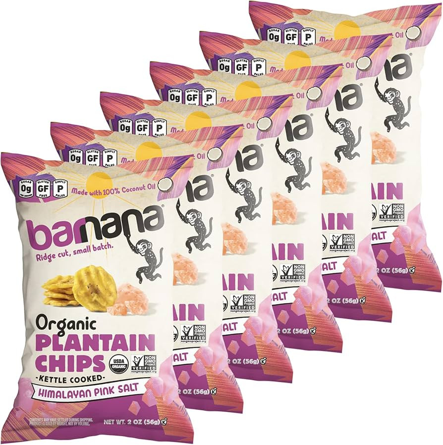 Barnana - Organic Plantain Chips, Himalayan Pink Salt, Healthy Snack Made With 100% Coconut Oil, ... | Amazon (US)
