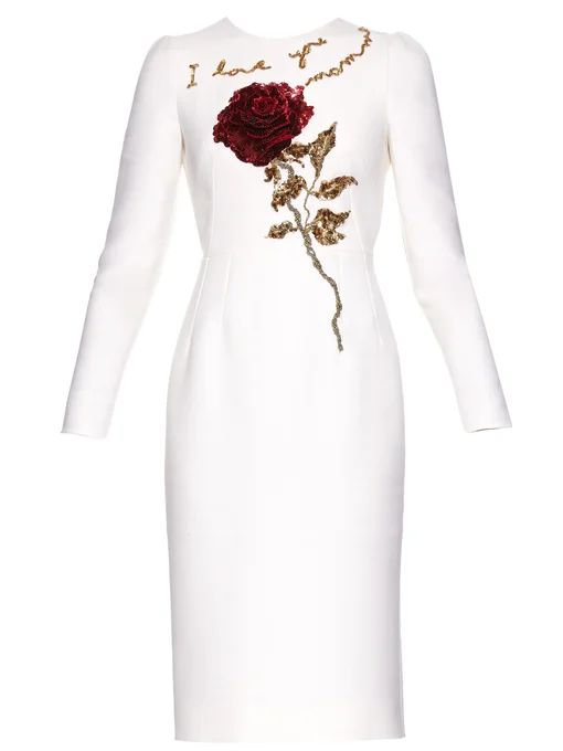 Rose-embellished wool crepe dress | Matches (UK)