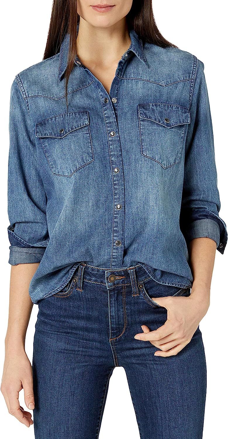 Amazon Brand - Goodthreads Women's Denim Long-Sleeve Western Shirt | Amazon (US)