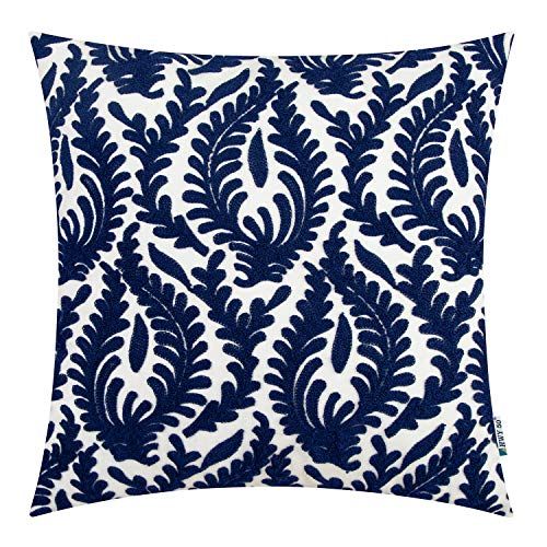 HWY 50 Dark Blue Throw Pillow Covers 18x18 inch, for Couch Bedroom Sofa Bed, Embroidered Decor Throw | Amazon (US)