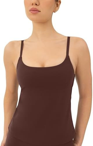 PAVOI ACTIVE Yoga Tank Top with Built in Bra for Women - Medium Support Shelf Bra Soft Workout Ca... | Amazon (US)