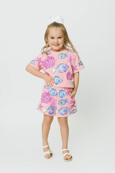 Under the Sea Terry Cloth Top - Light Pink | Belle Cher