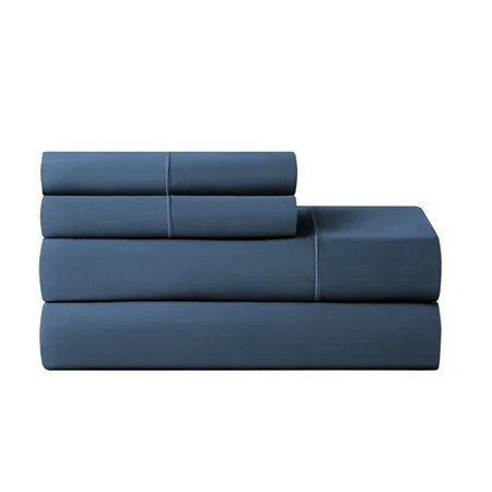 Hotel Style 4-Piece 600 Thread Count Navy Egyptian Cotton Adult Bed Sheet Set, Queen - Deep Pocket | Walmart (US)
