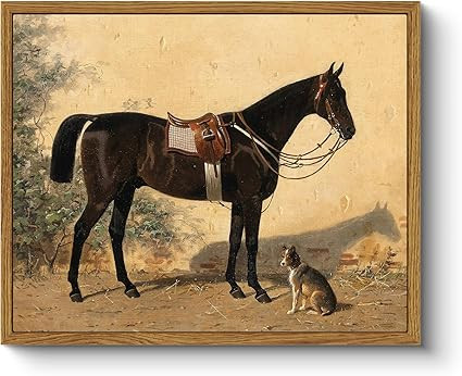 ARPEOTCY Framed Canvas Horse Wall Art, Vintage Classic Horse Art Prints for Home Decor, Rustic Fa... | Amazon (US)