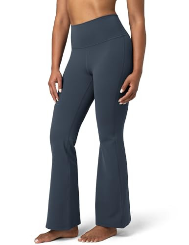 Colorfulkoala Women's Dreamlux Workout Flare Leggings High Waisted Wide Leg Bootcut Yoga Pants 31.5" Inseam (S, Blue Ink) | Amazon (US)