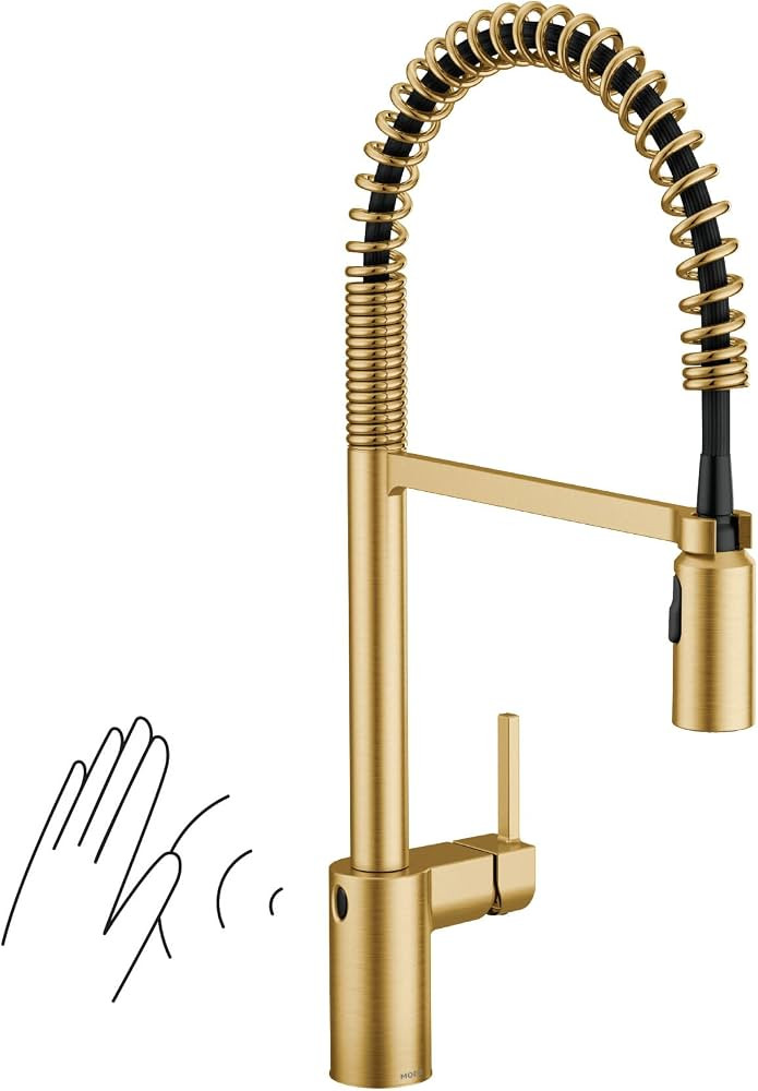 Moen Align Brushed Gold Motionsense Wave Sensor Touchless One Handle Pre-Rinse Farmhouse Spring K... | Amazon (US)