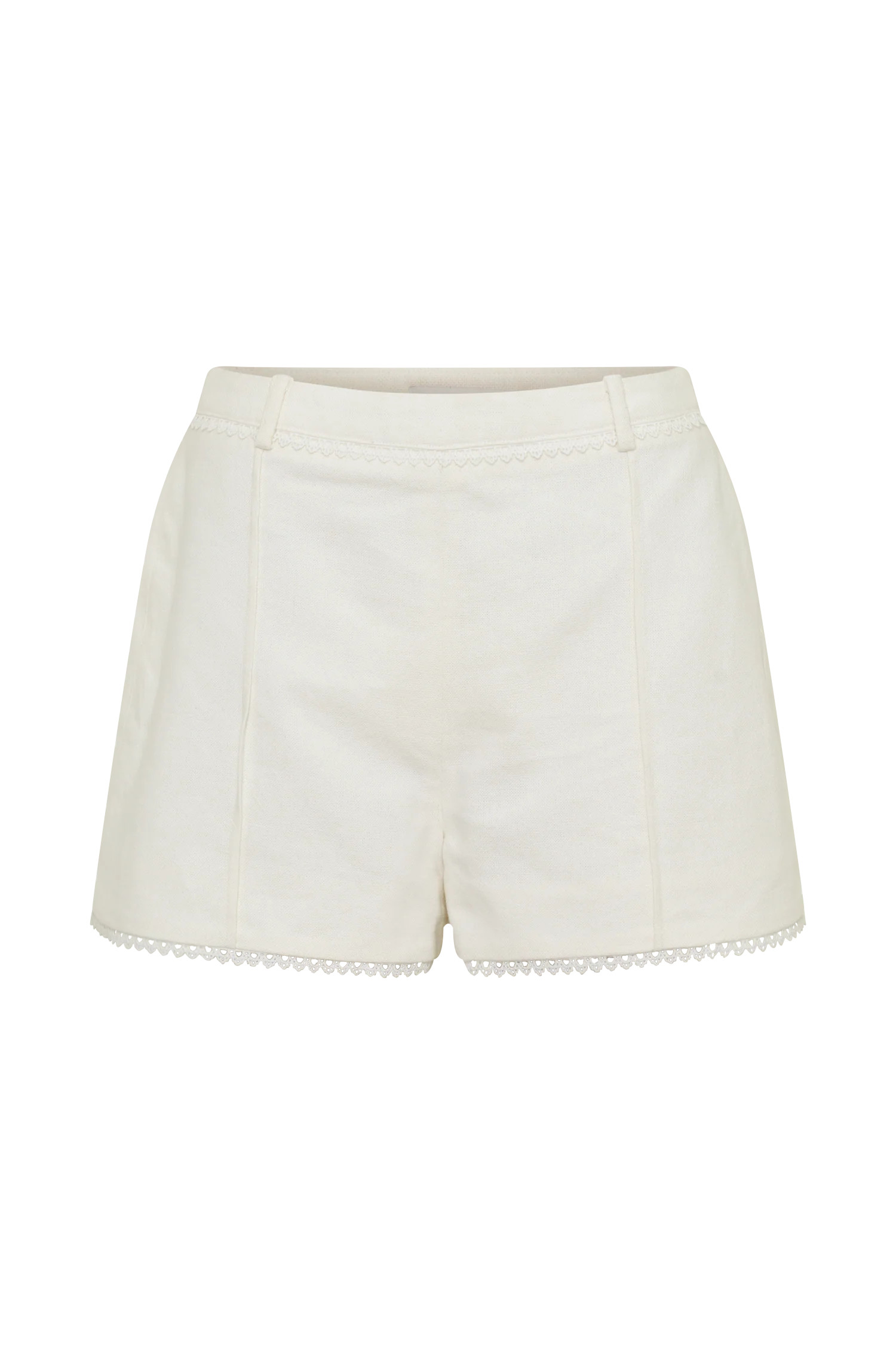 Melody Linen Short With Lace - White | MESHKI US
